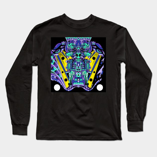 black alien maya ecopop Long Sleeve T-Shirt by jorge_lebeau